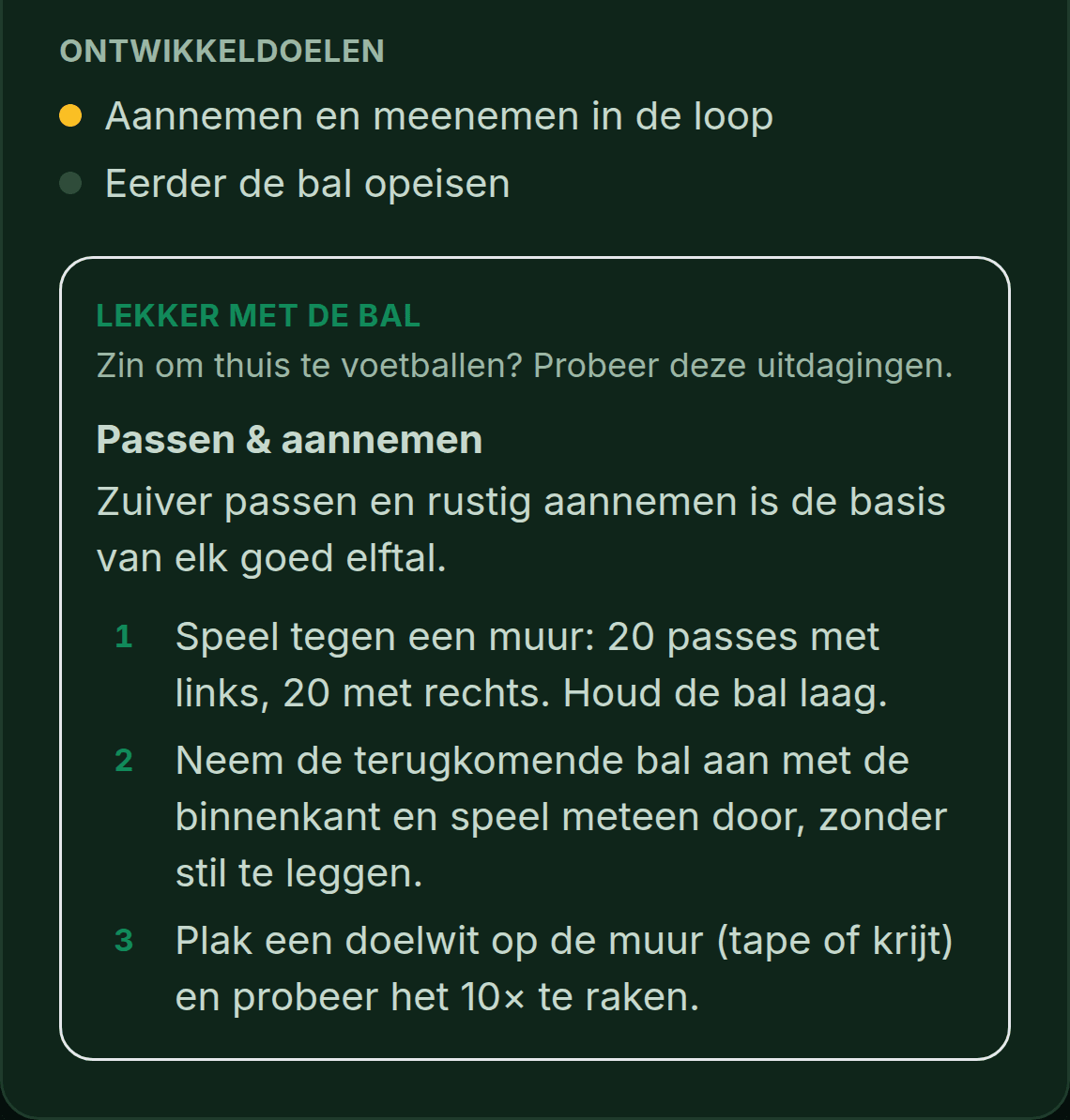 PlusXI-scherm: de ontwikkeldoelen van je kind en een thuisoefening om samen te doen.