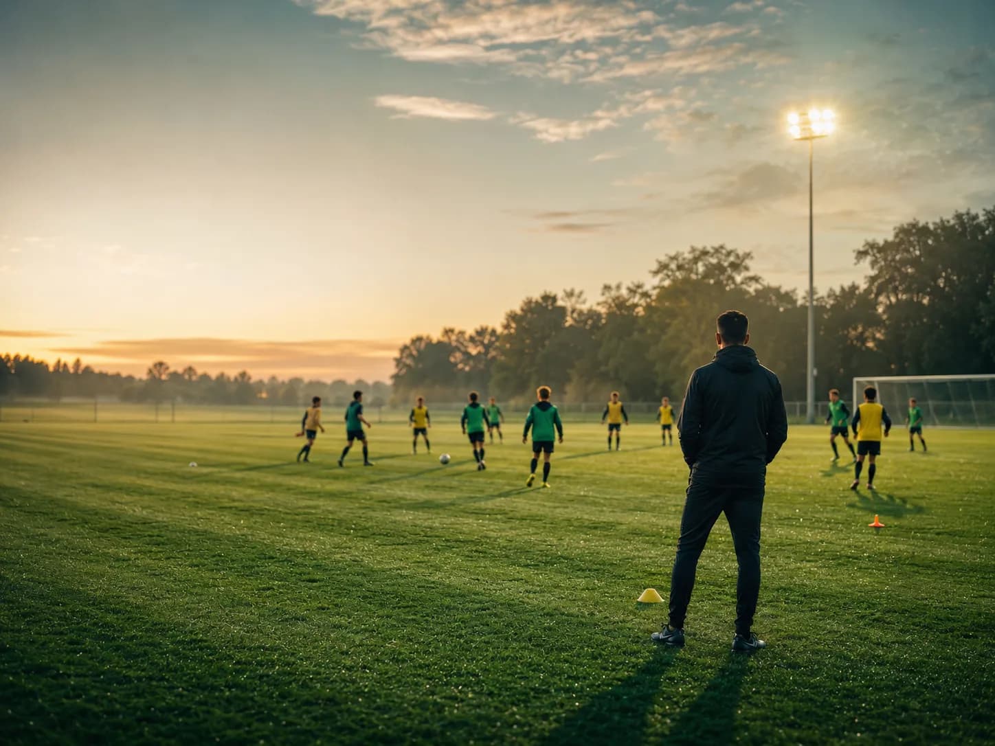 Trainer analyseert de wedstrijd